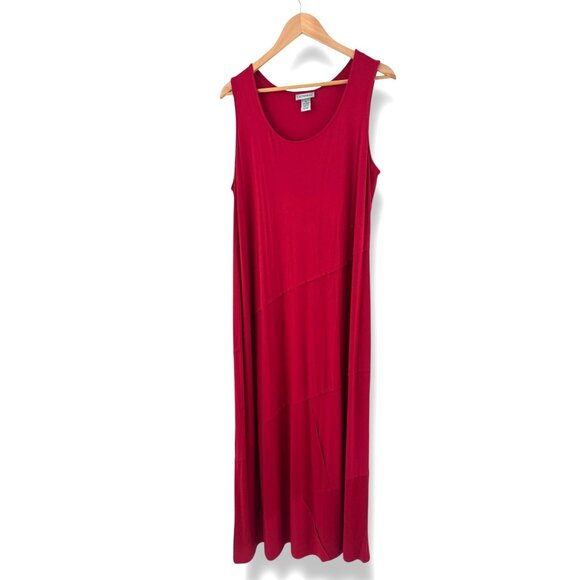 Catherines Red Sleeveless Tank Maxi Dress‎ Size 14/16W Sleeveless Soft Knit Plus - Picture 8 of 8